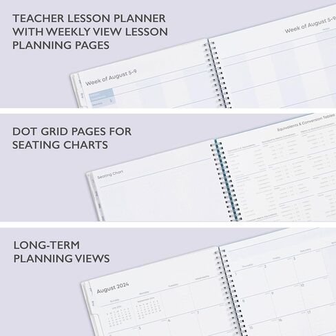 Blue Sky 2024-2025 Academic Year Teacher Weekly and Monthly Lesson Planner, 8.5" x 11", Flexible Cover, Wirebound, Ditsy Dapple Light (132002-A25) in Saudi Arabia