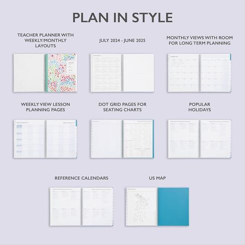 Blue Sky 2024-2025 Academic Year Teacher Weekly and Monthly Lesson Planner, 8.5" x 11", Flexible Cover, Wirebound, Ditsy Dapple Light (132002-A25) in Saudi Arabia