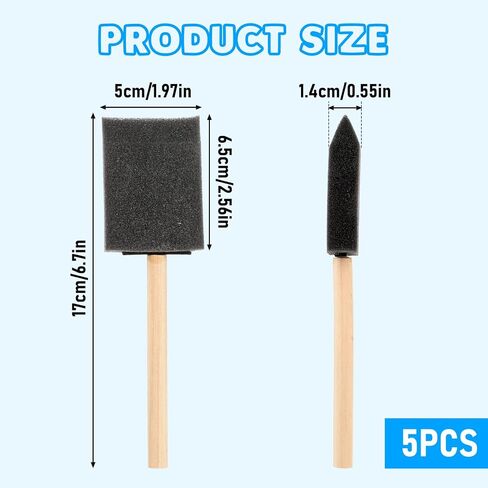 5 Pcs Paint Brushes Foam 2 Inch Foam Brush Sponge Paint Brushes for Painting Wood Handle Foam Brushes for Staining, Varnishes, and DIY Craft Projects in Saudi Arabia