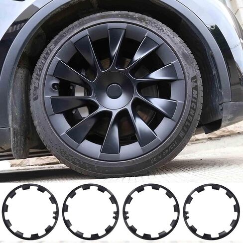 ل تسلا نموذج Y 21 بوصة عجلة ريم حامي Hubcap Uberturbine عجلات غطاء حافة الإطارات حلقات الكسوة ماتي الأسود 4 قطعة نموذج Y الملحقات in Saudi Arabia