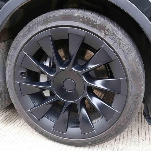 ل تسلا نموذج Y 21 بوصة عجلة ريم حامي Hubcap Uberturbine عجلات غطاء حافة الإطارات حلقات الكسوة ماتي الأسود 4 قطعة نموذج Y الملحقات in Saudi Arabia