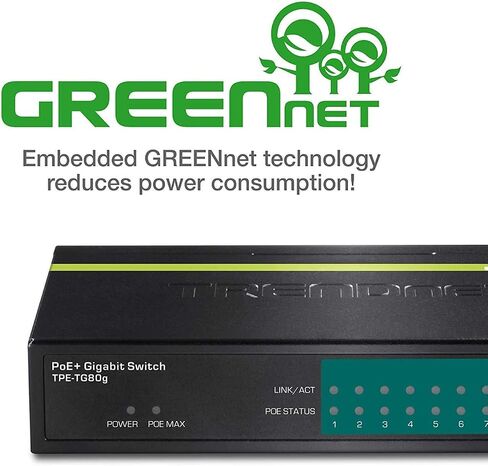 TRENDnet 16-Port Gigabit PoE+ Switch, 16 x Gigabit PoE+ Ports, 246W PoE Power Budget, 32 Gbps Switching Capacity, Desktop Switch, Ethernet Network Switch, Metal, Lifetime Protection, Black, TPE-TG160g in Saudi Arabia