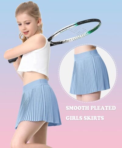Girls Pleated Athletic Skirts with Shorts 2 in 1 Tennis Skorts with Pocket High Waist Golf Skirt for Youth Kids in Saudi Arabia