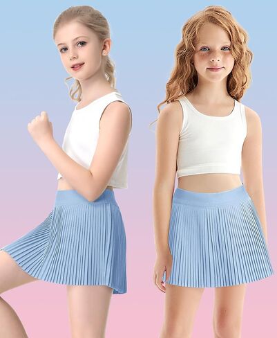 Girls Pleated Athletic Skirts with Shorts 2 in 1 Tennis Skorts with Pocket High Waist Golf Skirt for Youth Kids in Saudi Arabia