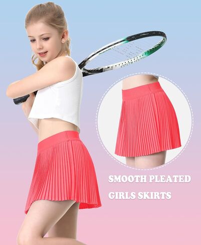 Girls Pleated Athletic Skirts with Shorts 2 in 1 Tennis Skorts with Pocket High Waist Golf Skirt for Youth Kids in Saudi Arabia