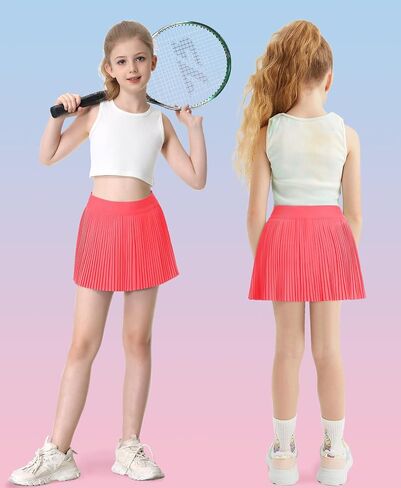 Girls Pleated Athletic Skirts with Shorts 2 in 1 Tennis Skorts with Pocket High Waist Golf Skirt for Youth Kids in Saudi Arabia