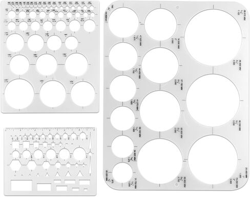 3 Pcs Circle Template Round Stencil for Drafting, Office Circles Ruler Stencil Drafting Templates Round Ruler Plastic Circle Tracer Measuring Tool for School Building Office Formwork(3 Size) in Saudi Arabia