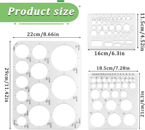 3 Pcs Circle Template Round Stencil for Drafting, Office Circles Ruler Stencil Drafting Templates Round Ruler Plastic Circle Tracer Measuring Tool for School Building Office Formwork(3 Size) in Saudi Arabia