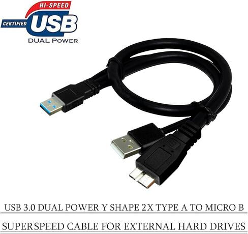 سايتك اي تي سايتك اي تي USB 3.0 Dual Power Y Shape 2 X Type a to Micro B كابل نقل بيانات 0,3 متر USB 3.0 (3.1 Gen 1) USB A Micro-USB B أسود in Kuwait