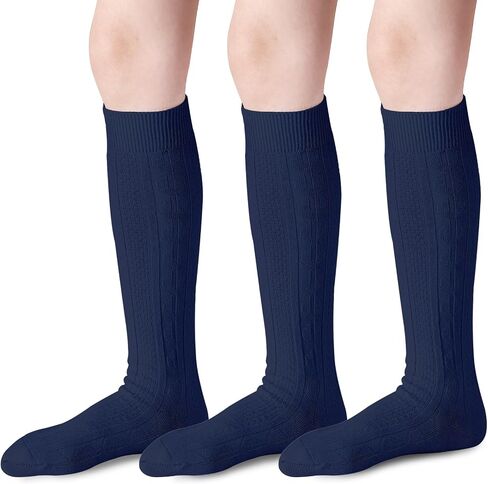 Knee High Socks for Girls Seamless Knee Socks Cable Knit Uniform Socks Cotton Long Socks Kids Dress Socks 3 Pack in Saudi Arabia