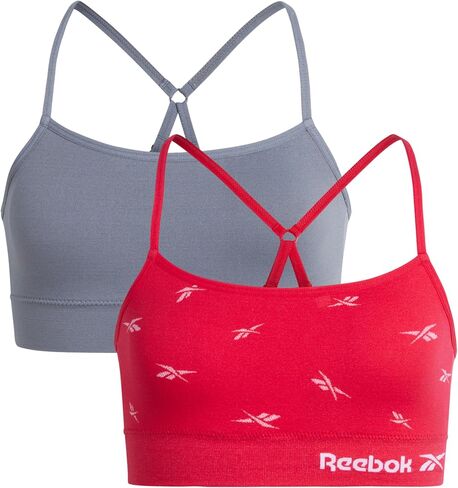 Reebok Girls' Training Bras - 2 Pack Racerback Crop Cami Bralette with Removable Pads - Soft Seamless Bra for Girls (6-16) in Saudi Arabia