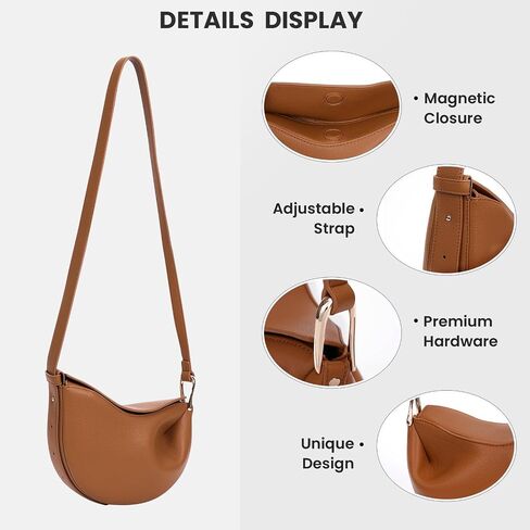 Crescent Crossbody Bags Dumpling PU Shoulder Bag Purses Small Trendy Designer Luxury Faux Leather Hobo Saddle Bag for Women in Saudi Arabia