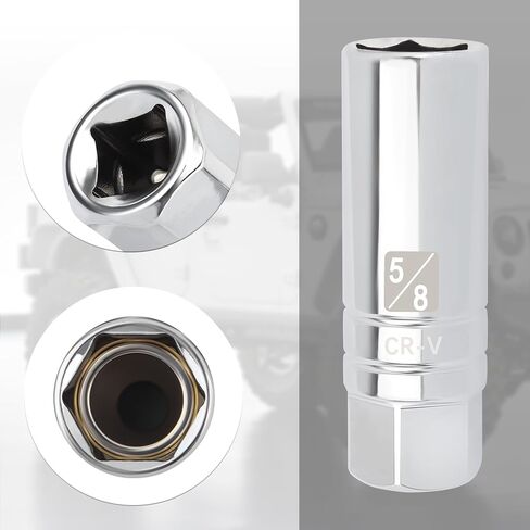 5/8" Magnetic Spark Plug Socket,6-Point 3/8" Drive Thin Wall Spark Plug Socket,Universal Spark Plug Removal Tool Car Accessories for Most Cars Trucks SUVs (5/8 inch) in Saudi Arabia