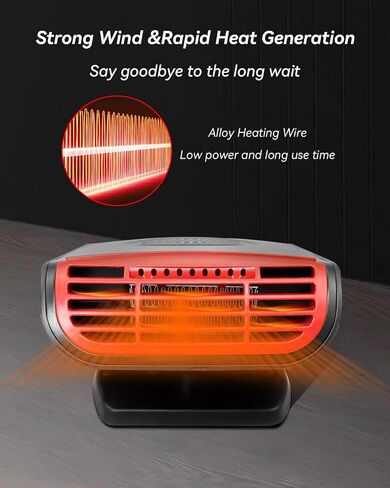 Car Heater, 12V 150W 360° Rotatable Portable Fan 2 in 1 Fast Heat and Cool Heating Defrost Defogger Defrosting Electric Heater with Cigarette Lighter Plug in Saudi Arabia