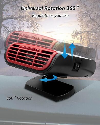 Car Heater, 12V 150W 360° Rotatable Portable Fan 2 in 1 Fast Heat and Cool Heating Defrost Defogger Defrosting Electric Heater with Cigarette Lighter Plug in Saudi Arabia