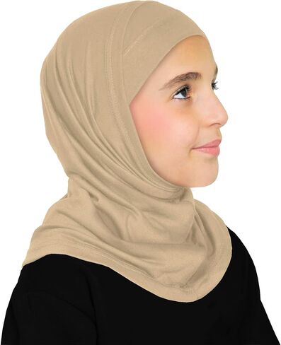 Girls Cotton Amira Hijab 2 piece Headscarf Easy Pull On Hood & Tube Cap in Saudi Arabia