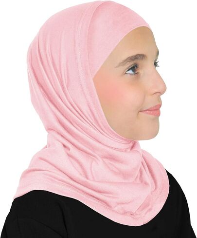 Girls Cotton Amira Hijab 2 piece Headscarf Easy Pull On Hood & Tube Cap in Saudi Arabia
