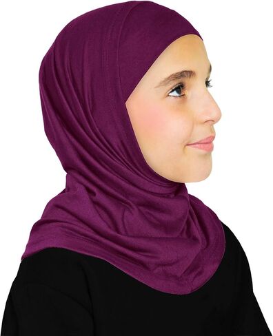 Girls Cotton Amira Hijab 2 piece Headscarf Easy Pull On Hood & Tube Cap in Saudi Arabia