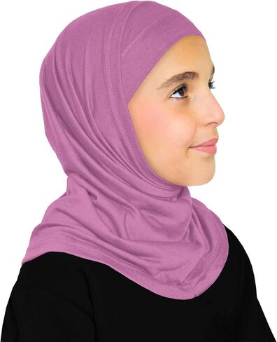 Girls Cotton Amira Hijab 2 piece Headscarf Easy Pull On Hood & Tube Cap in Saudi Arabia