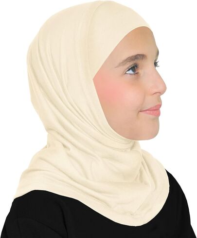 Girls Cotton Amira Hijab 2 piece Headscarf Easy Pull On Hood & Tube Cap in Saudi Arabia