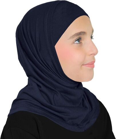 Girls Cotton Amira Hijab 2 piece Headscarf Easy Pull On Hood & Tube Cap in Saudi Arabia