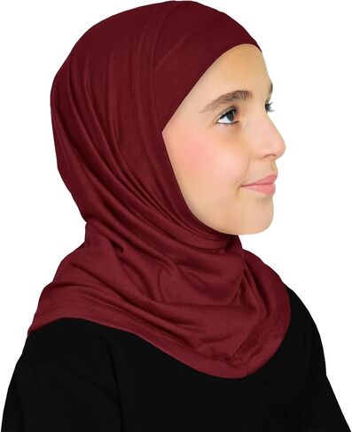 Girls Cotton Amira Hijab 2 piece Headscarf Easy Pull On Hood & Tube Cap in Saudi Arabia
