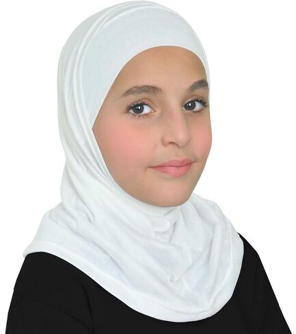 Girls Cotton Amira Hijab 2 piece Headscarf Easy Pull On Hood & Tube Cap in Saudi Arabia