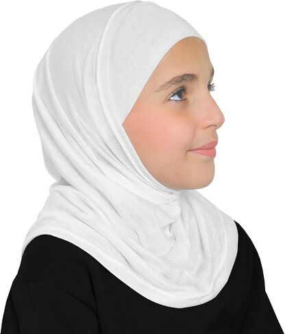 Girls Cotton Amira Hijab 2 piece Headscarf Easy Pull On Hood & Tube Cap in Saudi Arabia
