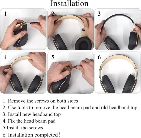 Adhiper Studio 3 Headband Replacement Top Headband Replacement Head Band Parts Accessories Repair Kit Compatible with Studio 3.0 A1914 Wireless Studio 2.0 Wireless Headphones（Gray Gold） in Kuwait