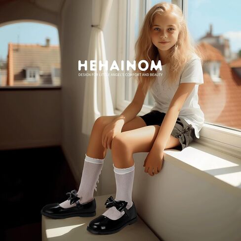 Hehainom Girls Mary Jane Shoes T-Strap Dress Ballet Flats Toddler Girls Wedding Party Uniform School Shoes in Saudi Arabia