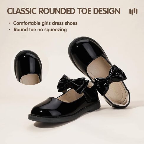 Hehainom Girls Mary Jane Shoes T-Strap Dress Ballet Flats Toddler Girls Wedding Party Uniform School Shoes in Saudi Arabia