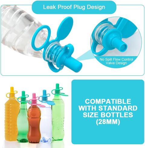 Morlike Living Water Bottle Spout Adapter, Silicone Baby Water Bottle Adapter for Toddlers, Protects Kids Mouth - No Spill & BPA Free (Mix - 4 Pack) | Protect Kids Mouth, No Spills, Food Grade Silicone, Fit Most Standard Water Bottle, Toddler Travel Essen in Saudi Arabia