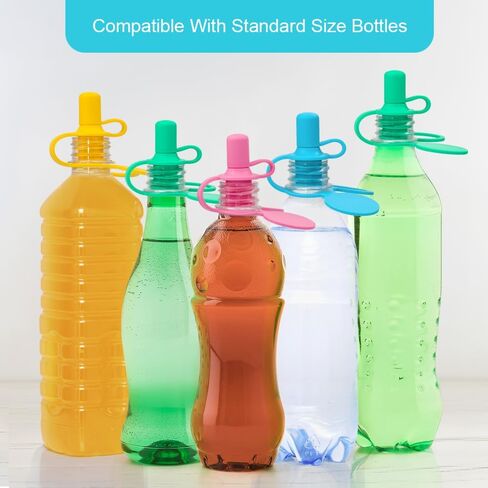 Morlike Living Water Bottle Spout Adapter, Silicone Baby Water Bottle Adapter for Toddlers, Protects Kids Mouth - No Spill & BPA Free (Mix - 4 Pack) | Protect Kids Mouth, No Spills, Food Grade Silicone, Fit Most Standard Water Bottle, Toddler Travel Essen in Saudi Arabia