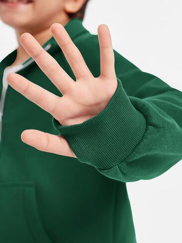 Haloumoning Boys Thumb Hole Sweatshirts Half Zipper Long Sleeve Fleece Pullover with Pockets 5-14 Years in Saudi Arabia
