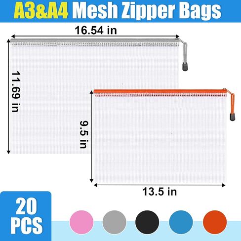 Mesh Zipper Pouch,Waterproof Zipper Bags,18pcs Document Folders,for Puzzle Board Game Storage,for School Office Supplies. in Saudi Arabia
