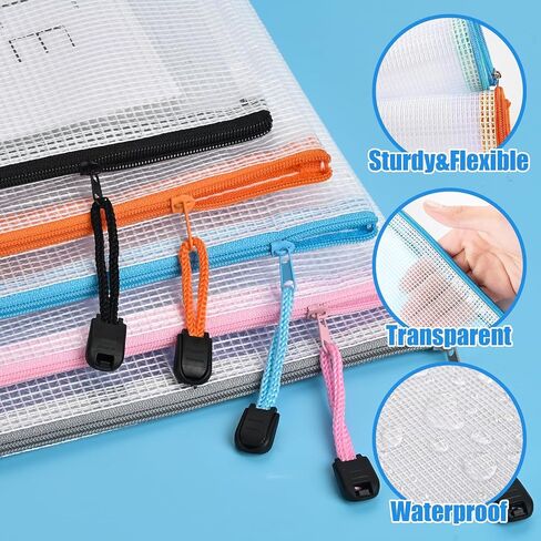 Mesh Zipper Pouch,Waterproof Zipper Bags,18pcs Document Folders,for Puzzle Board Game Storage,for School Office Supplies. in Saudi Arabia