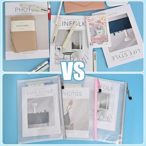 Mesh Zipper Pouch,Waterproof Zipper Bags,18pcs Document Folders,for Puzzle Board Game Storage,for School Office Supplies. in Saudi Arabia