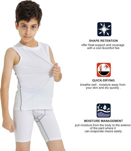 الأولاد ضغط تانك القمم رياضي بلا أكمام قميص الشباب سريعة الجافة قميص داخلي تجريب Baselayer كرة القدم تي شيرت in Kuwait