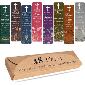 48 Pieces Bible Bookmarks with Hollow Cross Christian Scripture Bookmarks, Inspirational Book Markers Religious Bookmarks Reading Scripture for Reading Lover, Men, Women, Church Gifts
