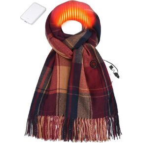 Heated Scarf for Women Include Rechargeable Battery, with 3 Temperature Levels, Electric Heated Neck Winter Scarf for Cold Weather - Classic Large Lattice