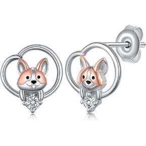 German Shepherd Earrings 925 Sterling Silver Cute German Shepherd Dog Stud Earrings Animal Jewelry Gifts for Women Girls in Kuwait