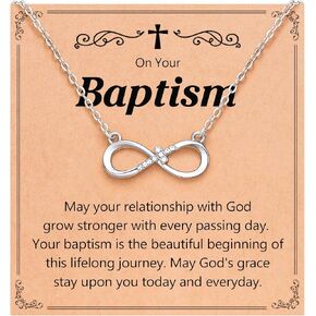 Love is Forever-Infinity CZ Cross Necklace Baptism Religious Christian Gifts for Women Girls