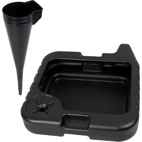 Scepter AMKIT01 15.5 Quart Oil Drain Pan with Pour Spout and 18-Inch Mechanics Funnel Kit for Automotive Fluids Including Engine Oil, Anti-freeze, Transmission Fluid and More, Black