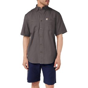 Carhartt Men's Rugged Flex Relaxed Fit Midweight Canvas Short-Sleeve Shirt, Seacliff, X-Large