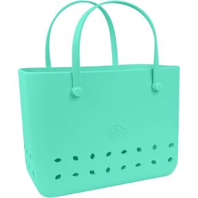 Rubber Waterproof Beach Tote Bag, Washable Anti-tip Durable Beach Storage Basket Hole Opening Tote Bag