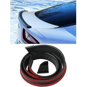 Car Rear Spoiler Roof Lip Kit, Carbon Fiber 3D Rubber Trunk Spoiler Trim Strip Cool Car Decoration, Universal Punch-Free Vehicle Exterior Accessory Sticker (Carbon Fiber Black)