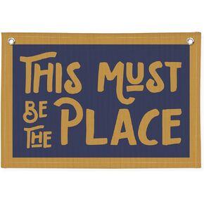 This Must Be The Place Nostalgic Canvas Banner, Trendy Vintage Retro Canvas Banner Wall Hanging Banner Flag Decor for Home Classroom Office Workplace