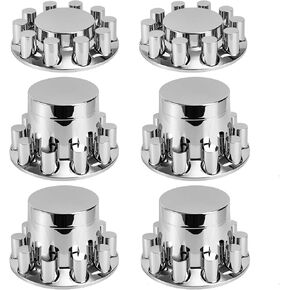 Cylinder Wheel Covers for Semi Trucks - 2 Front and 4 Rear Axle Hub Covers with 33mm Thread-On Chrome Lug Nut Covers for Semi Truck in Kuwait