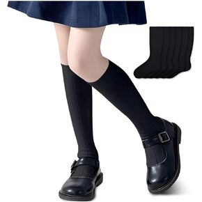6 Pair Pack Girls & Boys School Uniform Cable Cotton Knee High Socks