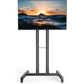 Mobile TV Cart - FORGING MOUNT Rolling TV Stand with Locking Wheels Height Adjustable for 23-60" Portable Outdoor Floor TV Stand for Home Office, Holds Up to 88lbs